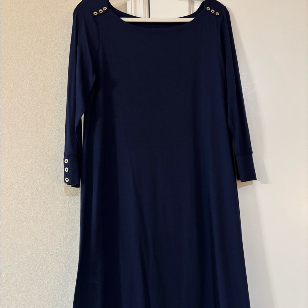 Lilly Pulitzer Dark Blue Long Sleeve Dress with Button Accents